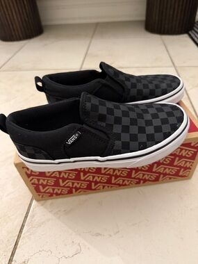 Vans Kids Slip-On Sneakers in Black Checkerboard